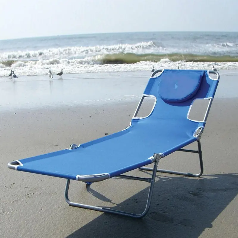 Blue Chaise Lounge Beach Chair – Rust-Resistant Steel Frame & Lightweight Design 1