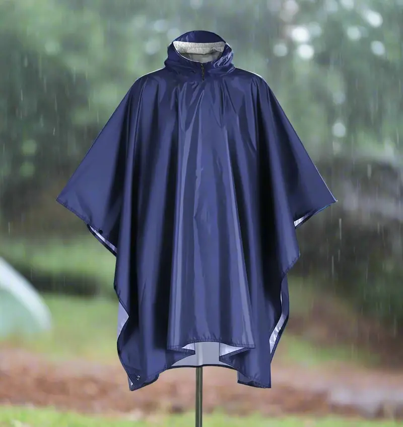 Blue Outdoor Camping Poncho By Danoz Outdoors – Silver-Coated Polyester Raincoat & Multi-Use Ground Sheet 1