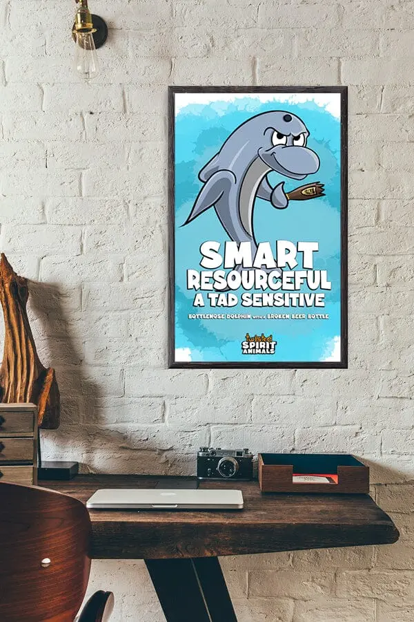Bottlenose Dolphin With A Shattered Beer Bottle Art Print (11X17) 1