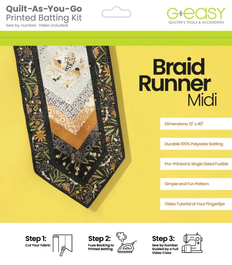 Braid Pattern Runner Quilt Kit – Pre-Printed Batting Included 1