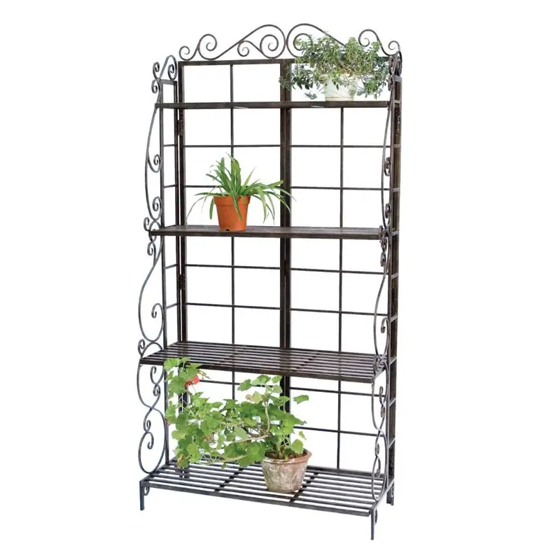 Brushed Bronze And Black Metal 3-Tier Baker’S Rack For Plants Or Storage 1