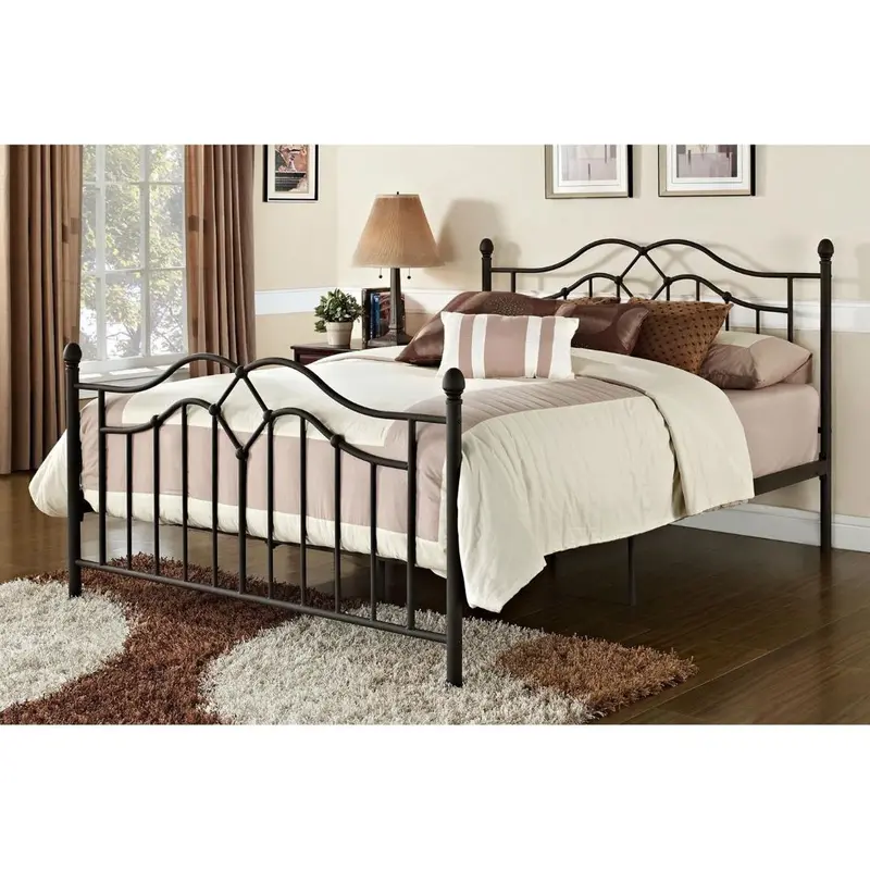 Brushed Bronze Queen Metal Bed With Matching Headboard And Footboard 1