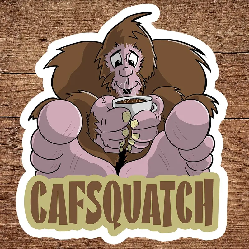 Cafsquatch Themed Coffee Enthusiast Sticker 1