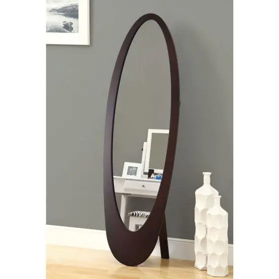 Cappuccino-Finish Oval Cheval Mirror With Full-Length Floor Stand 1