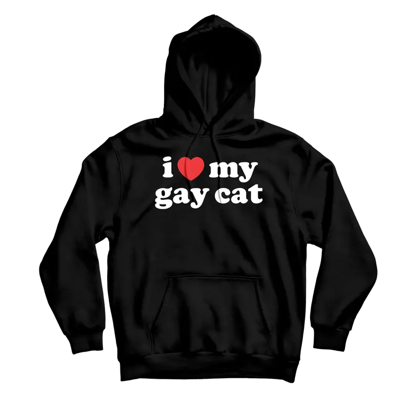 Cat Lover Minimalist Black Hoodie 1