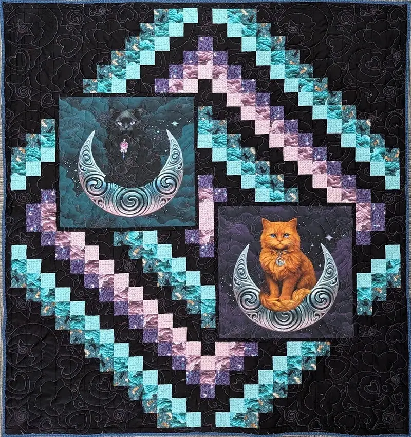 Celtic Cat-Themed Art Quilt Panel – 56" X 62" 1