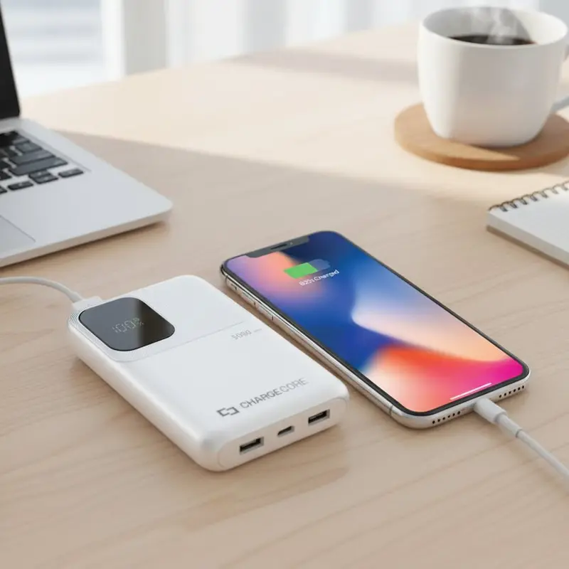 Chargecore Safecharge Max 5K Power Bank – 5000Mah Compact Portable Charger In Minimalist White 1