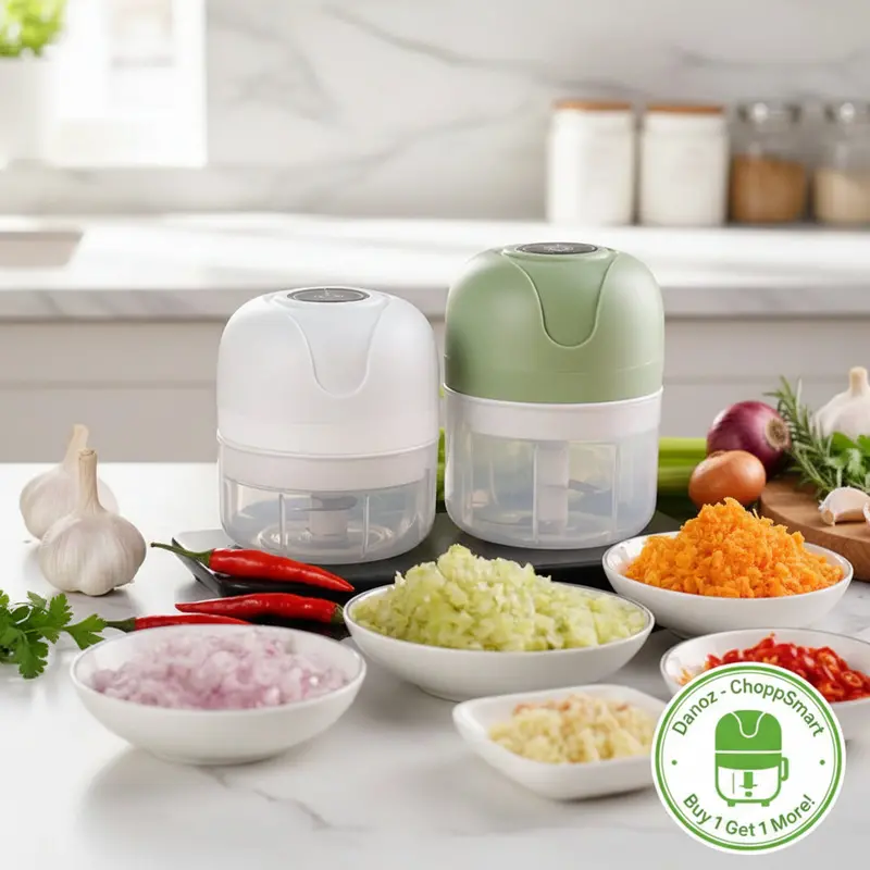 Choppsmart Usb-Rechargeable Mini Chopper – 3-Blade Electric Food Processor For Garlic, Onions & More (Buy 1, Get 1 Free) 1