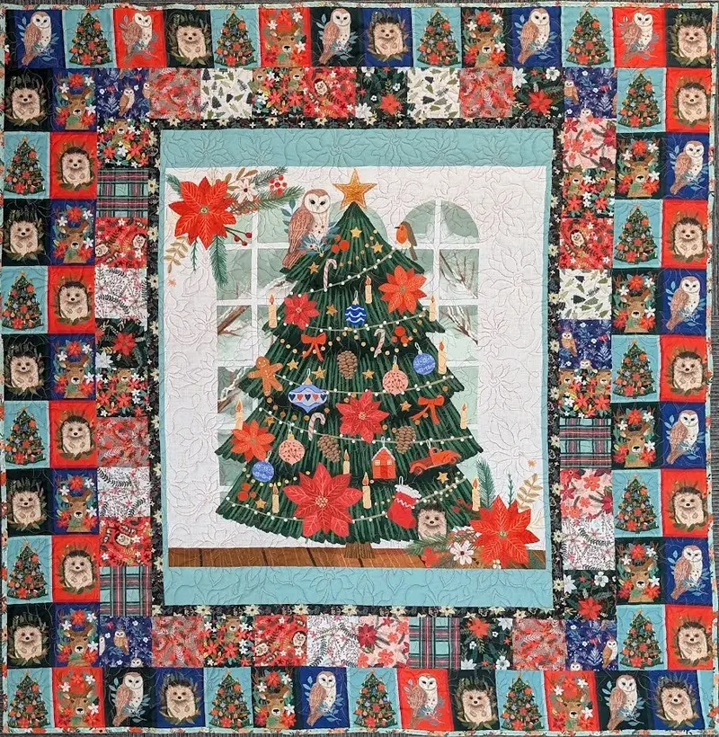 Christmas Cabin Puppy Love Quilt – 53X66 Inch Holiday Wall Hanging 1