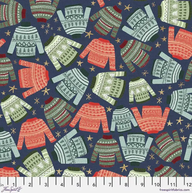 Christmas Squad Winter Warmth Quilting Fabric – Navy Colorway (Pwmc018.Xnavy) 1