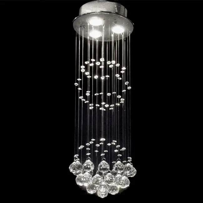 Chrome And Crystal 3-Light Ball Chandelier – Elegant Ceiling Fixture 1