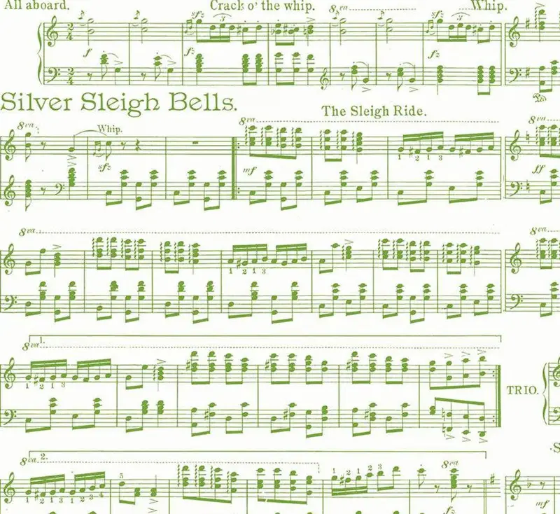 Classic Christmas Sheet Music Print Fabric Cd16284 In White 1