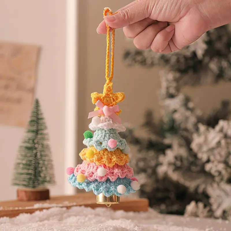 Colorful Handmade Crochet Christmas Ornaments – 2-Piece Assorted Festive Tree Decor With Jingle Bells 1