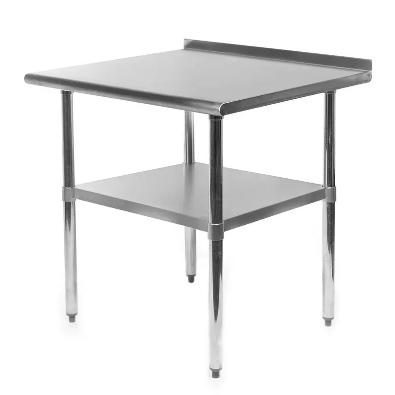 Commercial-Grade 30" X 24" Stainless Steel Prep Table With Integrated Backsplash For Kitchens 1
