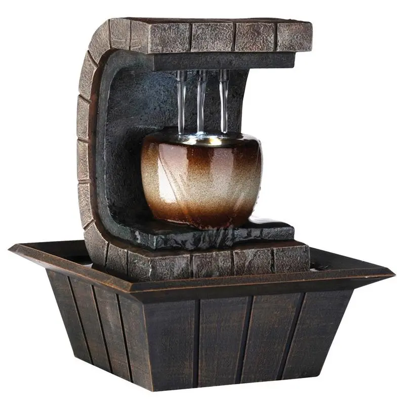 Compact 9.75-Inch Indoor Meditation Fountain Table With Soft Led Illumination 1