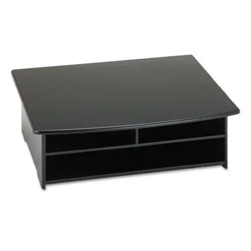 Compact Two-Tier Black Printer Stand With Integrated Paper Holder 1