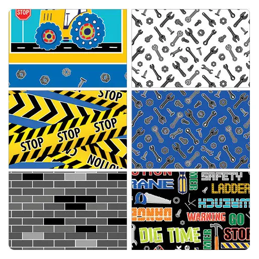 Construction Crew 1-Yard Fabric Bundle – 6 Assorted Cuts 1