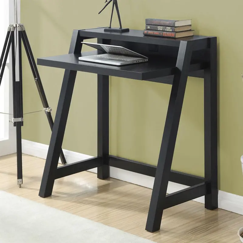 Contemporary Black Laptop Desk With Integrated Top Shelf 1