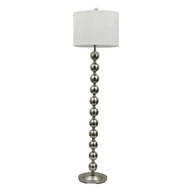 Contemporary Brushed Steel Floor Lamp – 65-Inch Tall With White Shade 1