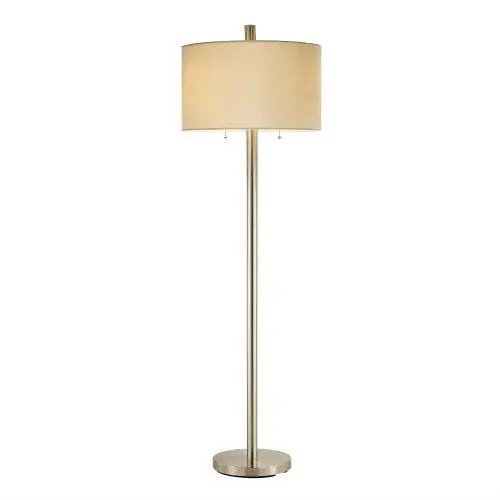 Contemporary Satin Steel Floor Lamp With Oversized White Drum Shade (Silk-Like Finish) 1