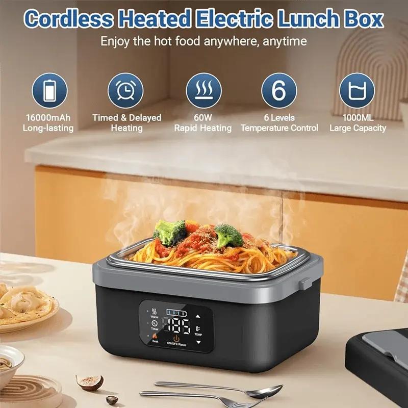 Cordless Rechargeable Electric Lunch Box – Portable Heated Meal Container 1