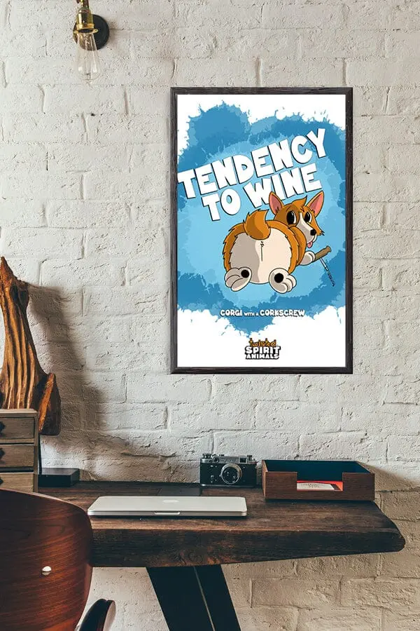 Corgi Wielding A Corkscrew Art Print (11X17) 1