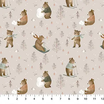 Cozy Cubs Snow Day Taupe Quilting Fabric (Style 91100-14) 1