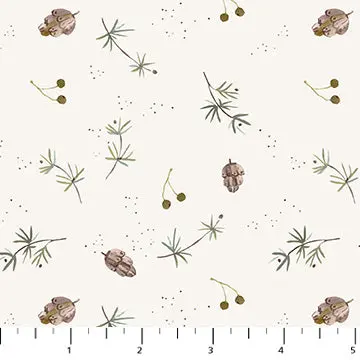 Cozy Cubs White Pinecones Quilting Fabric (Style 91104-10) 1
