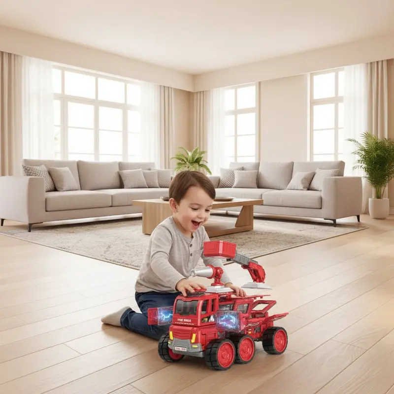 Danbaole Magnetic Fire Truck Building Kit – Light-Up, Sound-Equipped Diy Engineering Toy 1