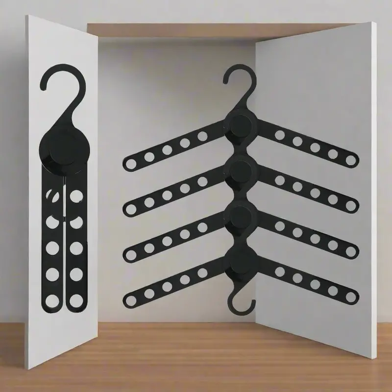 Danoz 50X Foldable Clothes Hanger Rack – 10-Slot Black Space-Saving Organizer 1