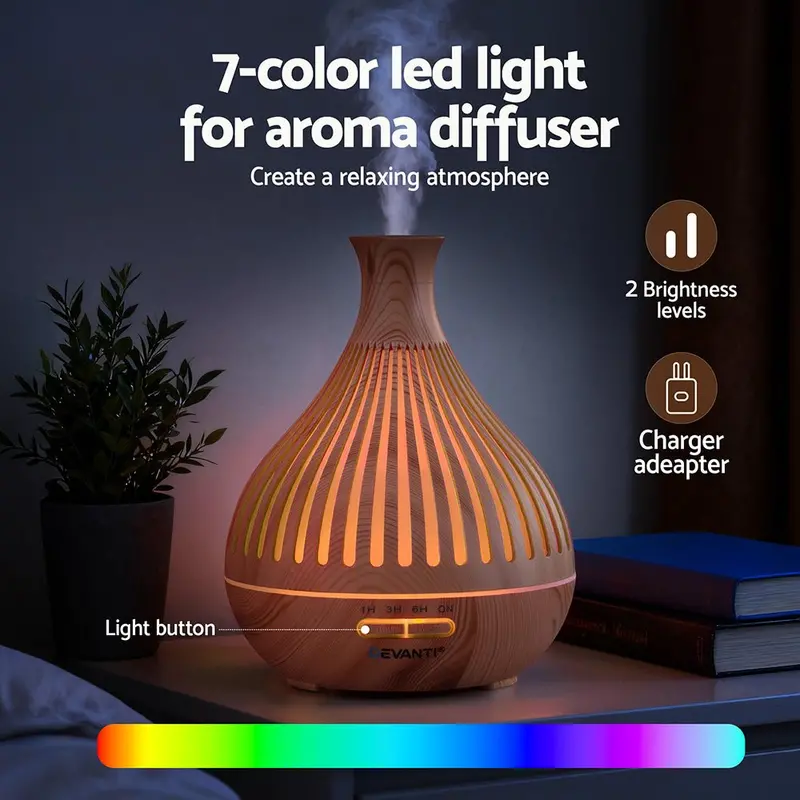 Danoz Aromasmart Devanti 400Ml Ultrasonic Aroma Diffuser – Wood-Grain Humidifier With Led Night Light 1