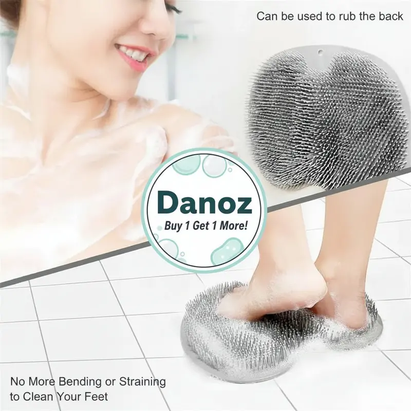 Danoz Bath Foot Scrubber Mat – Wall-Mounted Exfoliating Shower Pad With Suction Cups 1