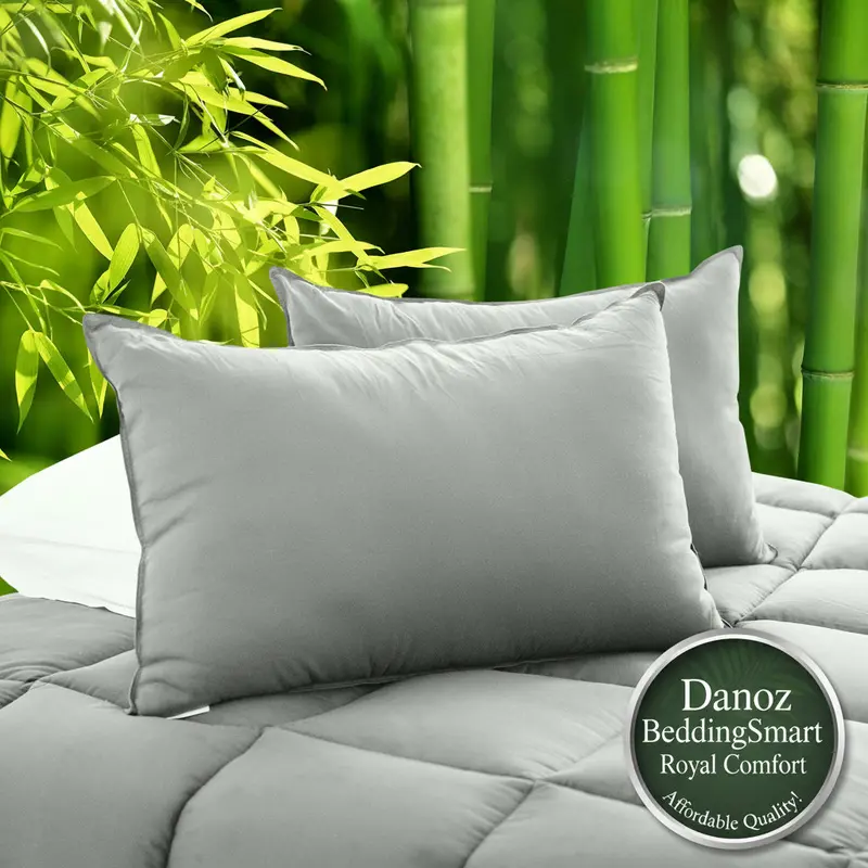 Danoz Beddingsmart Royal Comfort Charcoal Bamboo Pillow Twin Pack – Hotel-Grade Luxury Support Pair 1