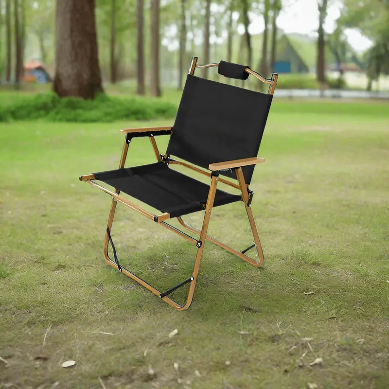 Danoz Camping Ergonomic Folding Chair With Headrest – Black Portable Outdoor Seat For Comfortable Relaxation 1