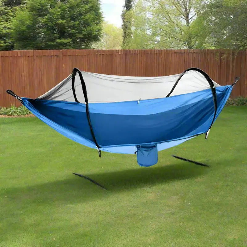 Danoz Camping Extra-Large Blue Hammock With Mosquito Protection – 260X140Cm Travel-Friendly Outdoor Hammock 1