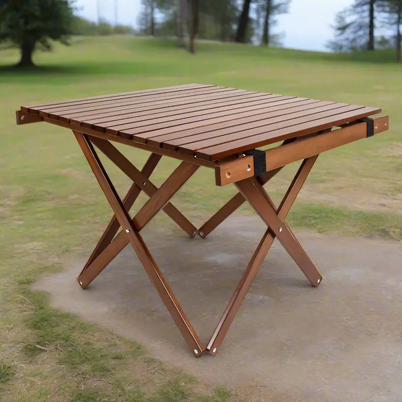 Danoz Camping Log-Style Folding Table – Compact Wooden Picnic Table For Outdoor Dining & Recreation 1