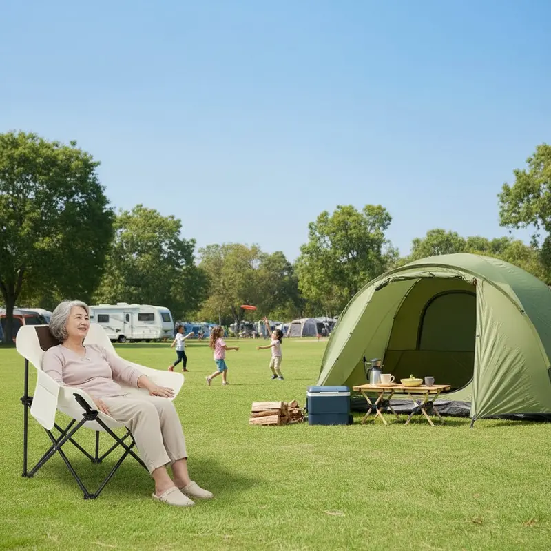 Danoz Camping Ultra-Light Folding Lounge Chair – White Portable Beach & Picnic Seat With Carry Bag 1