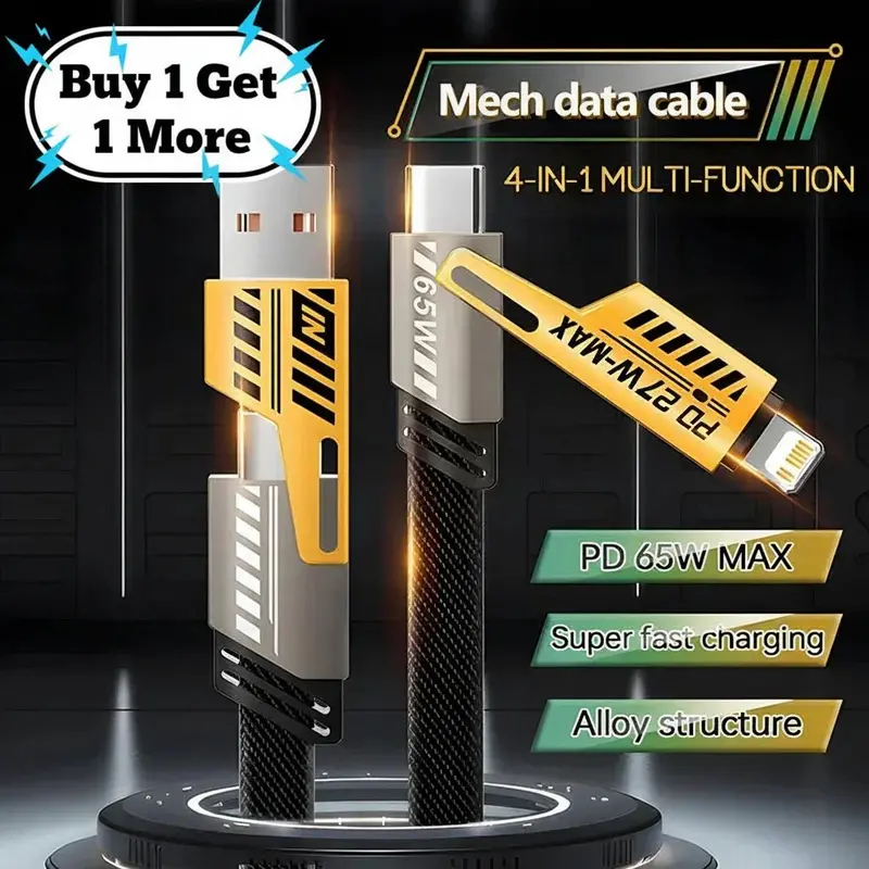 Danoz Chargesmart 4-In-1 Mecha Fast Charging Cable – Universal Data & Power Cable For Iphone, Android & Usb-C Devices (Buy 1, Get 1 Free) 1