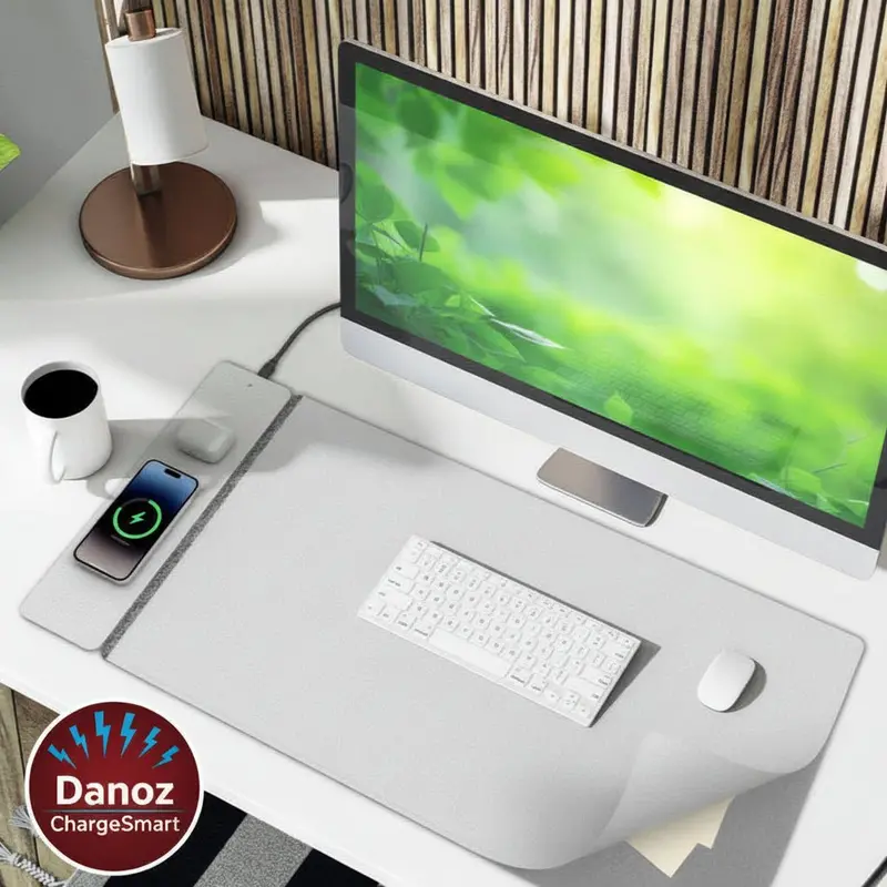 Danoz Chargesmart Wireless Charging Desk Mat – Universal Multi-Device Charging Pad In Modern Grey 1