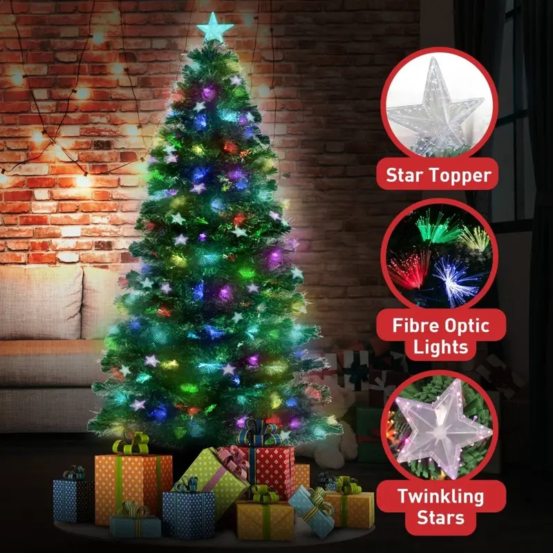 Danoz Christabelle 1.2M Enchanted Fibre Optic Pre-Lit Christmas Tree With Star Topper 1