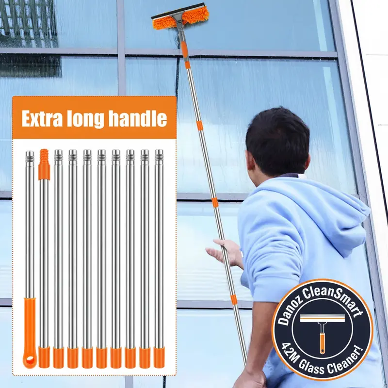 Danoz Cleansmart Double-Sided Window Cleaner – 4.2M Extended Reach Squeegee Kit For Effortless Glass Cleaning 1