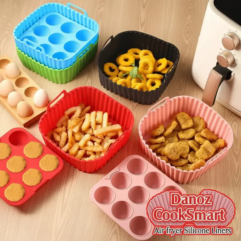 Danoz Cooksmart 2-In-1 Silicone Air Fryer Liner – Reusable Baking Mat & Muffin Pan Combo For Even Cooking 1