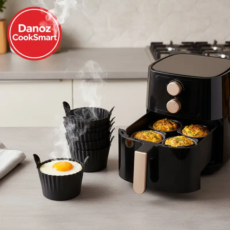 Danoz Cooksmart 6-Pack Silicone Air Fryer Egg Poachers & Baking Cups – Oven-Safe Ramekins For Eggs, Cupcakes & More 1