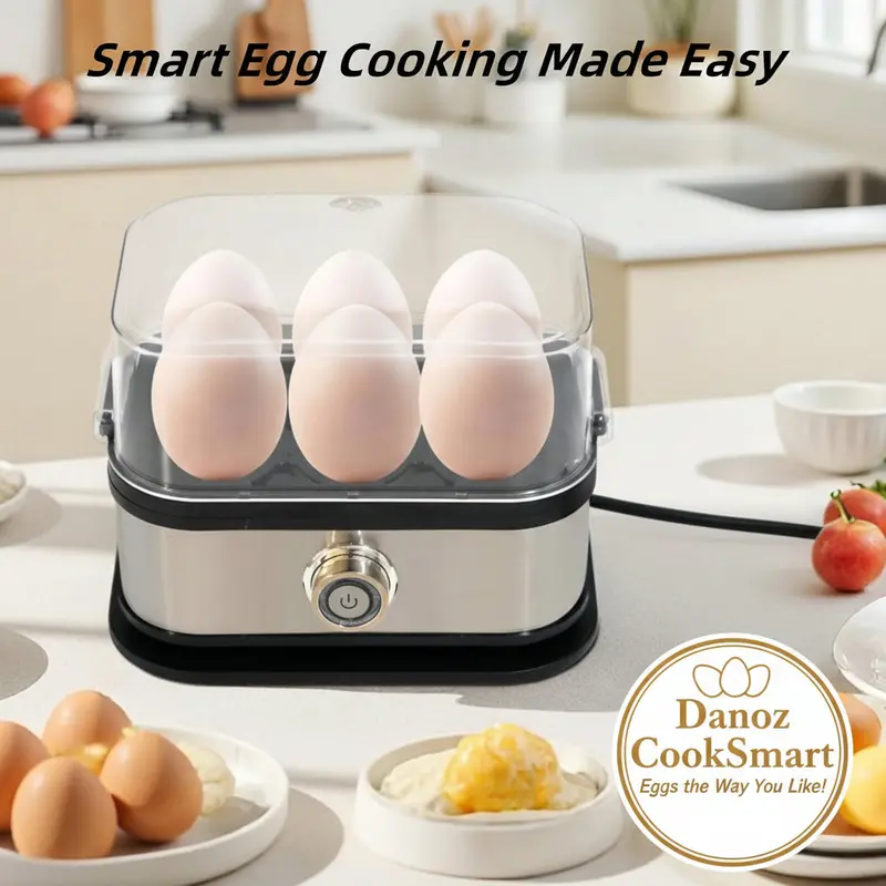 Danoz Cooksmart Automatic Egg Cooker – 6-Egg Capacity With Auto Shut-Off For Soft, Medium & Hard-Boiled Results 1