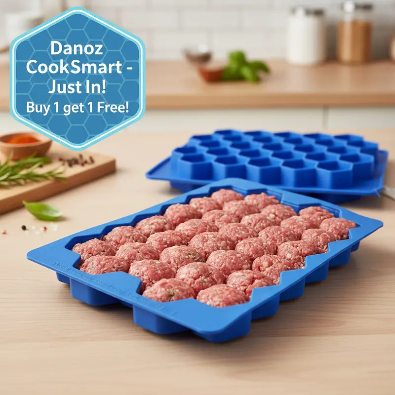 Danoz Cooksmart Silicone Honeycomb Meatball Mold – 37-Compartment Rice & Fish Ball Maker With Secure Lid 1