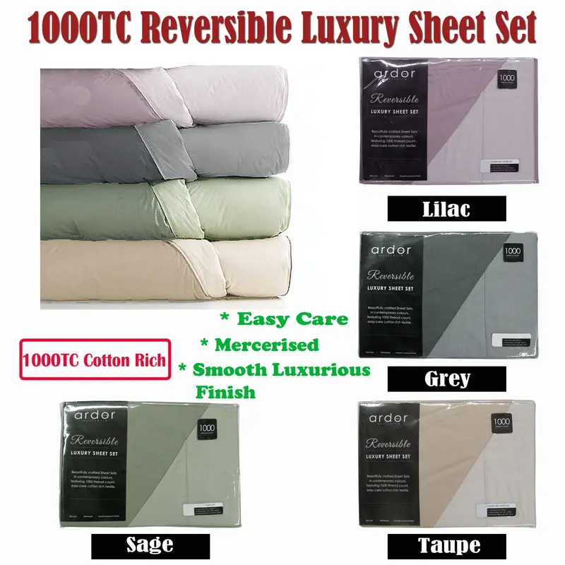 Danoz Direct Ardor 1000Tc Reversible Cotton-Rich Sheet Set – Taupe King 1