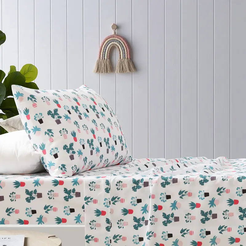 Danoz Direct Happy Kids Botanical-Printed Sheet Set – Single Size 1