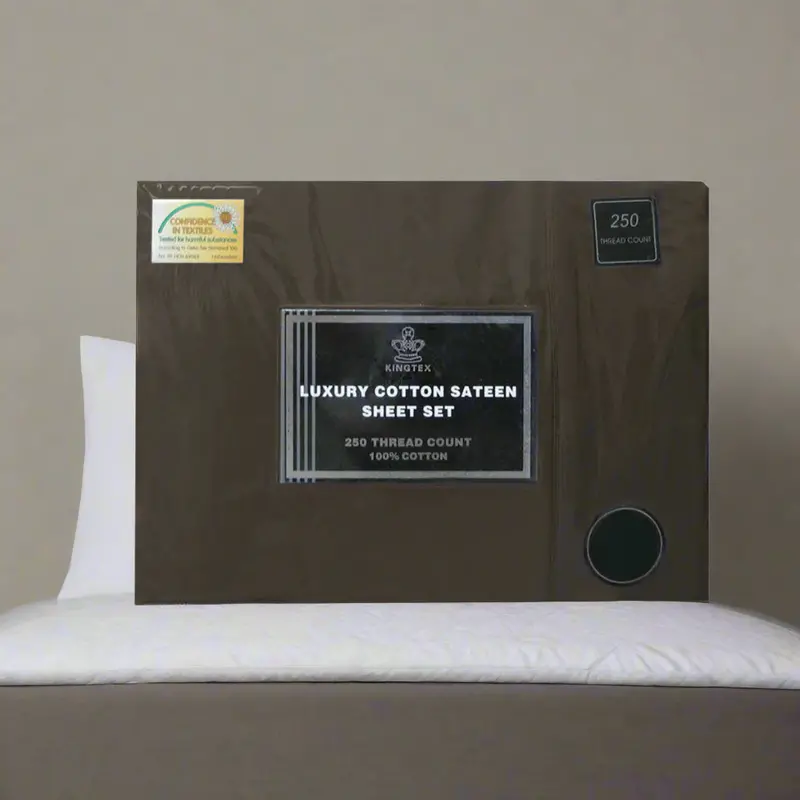 Danoz Direct Kingtex 250Tc Cotton Sateen Sheet Set – Dark Chocolate Double 1