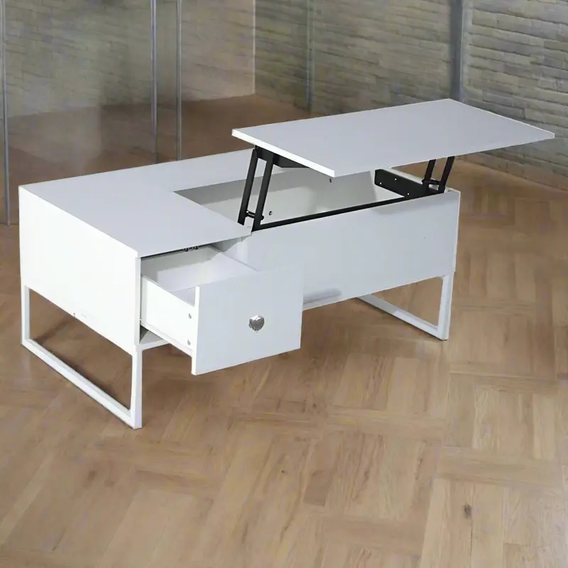 Danoz Direct Lift-Up White Coffee Table – Space-Saving Design With Hidden Storage Compartment 1
