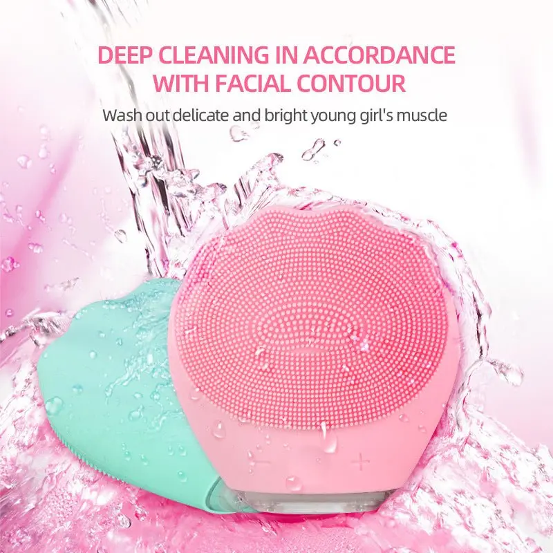 Danoz Direct Pink Vibrating Silicone Facial Cleanser — Gentle All-Around Skin Massage Device 1